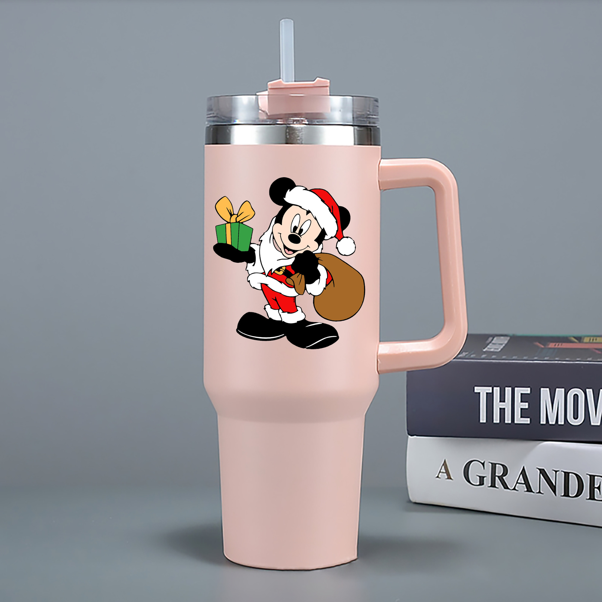 （画像用） ミッキーマウス Mickey Mouse 1200mL車用タンブラー - クリスタルステッカー（プラスチックストロー付き）
